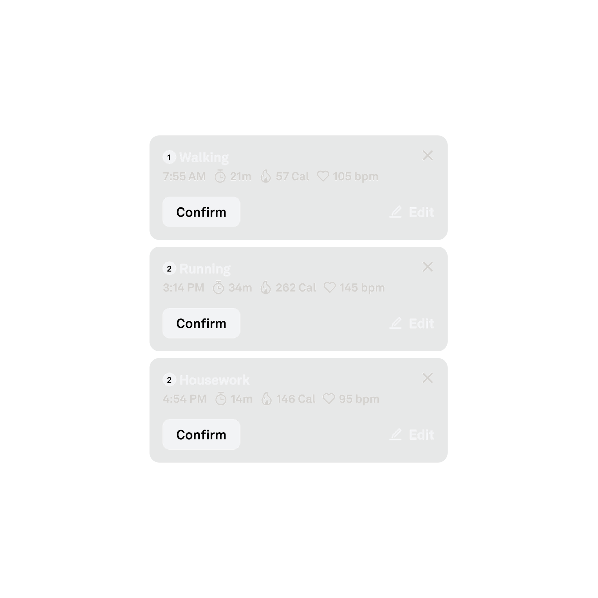 App UI representing Automatic Activity Detection.